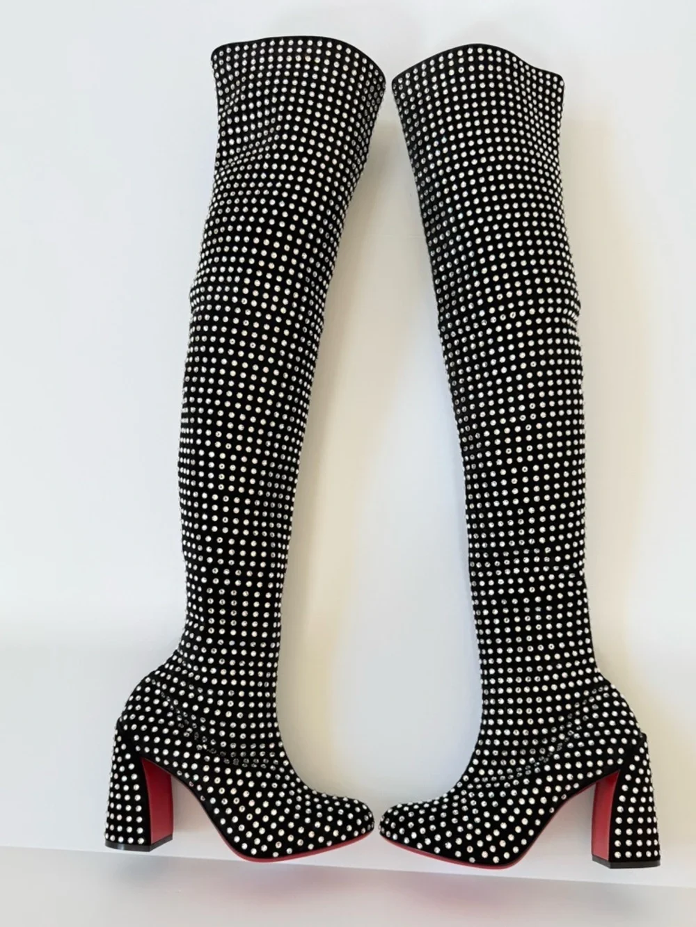 Christian Louboutin 2024 Jane Botta Alta Strass Crystal OTK Tall Boots EU 39.5